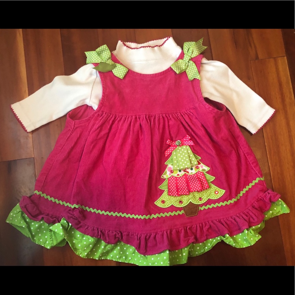Rare Editions Christmas Dress & Matching Onesie